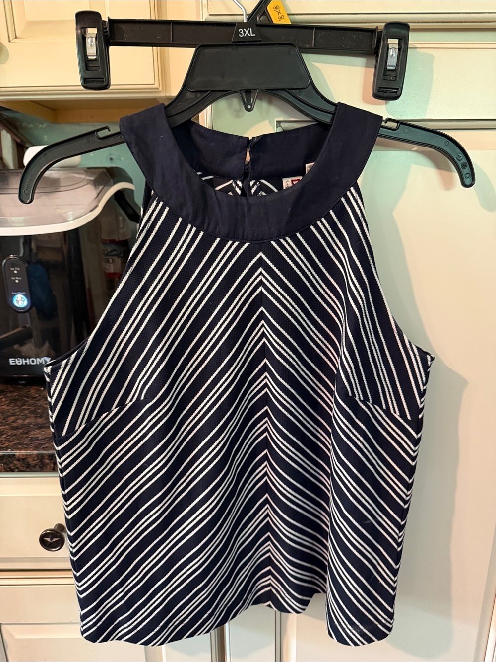 dolan Navy and White Striped Halter Dress Top